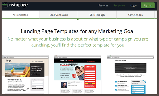 Instapage landing page creation tool  homepage
