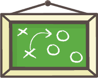 Image of a chalkboard with X's and O's strategy.