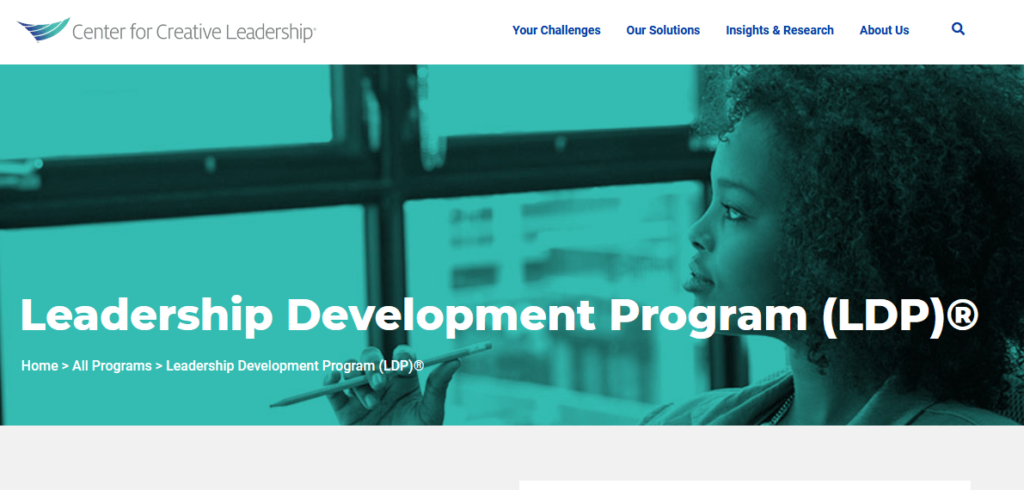 CCL Leadership Development Program leadership course homepage.