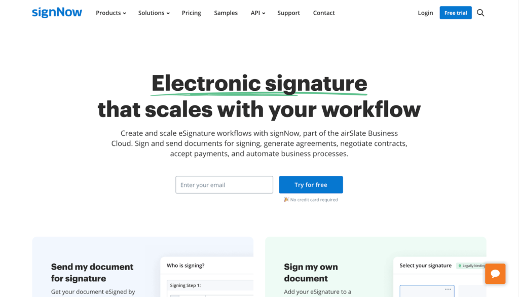 signNow home page