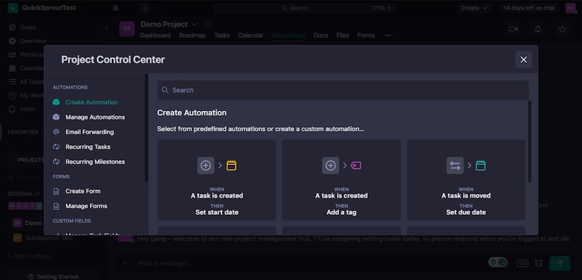 Screenshot of Nifty Project Control Center. 