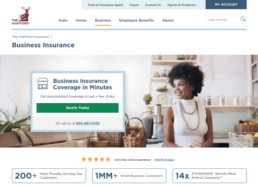 The Hartford business insurance homepage