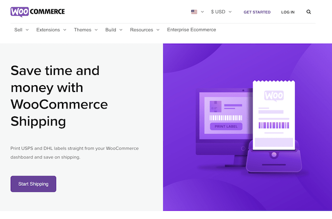 WooCommerce shipping landing page